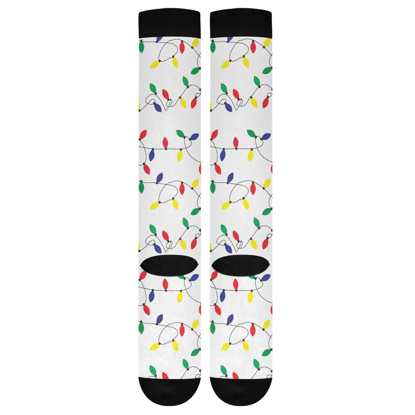 Christmas Glowing Light Bulb Women's Knee High Socks Winter Color Balls Compression Socks Unisex Casual Athletic Tube Sock Outdoor Sport Socks For Running Hiking Travel