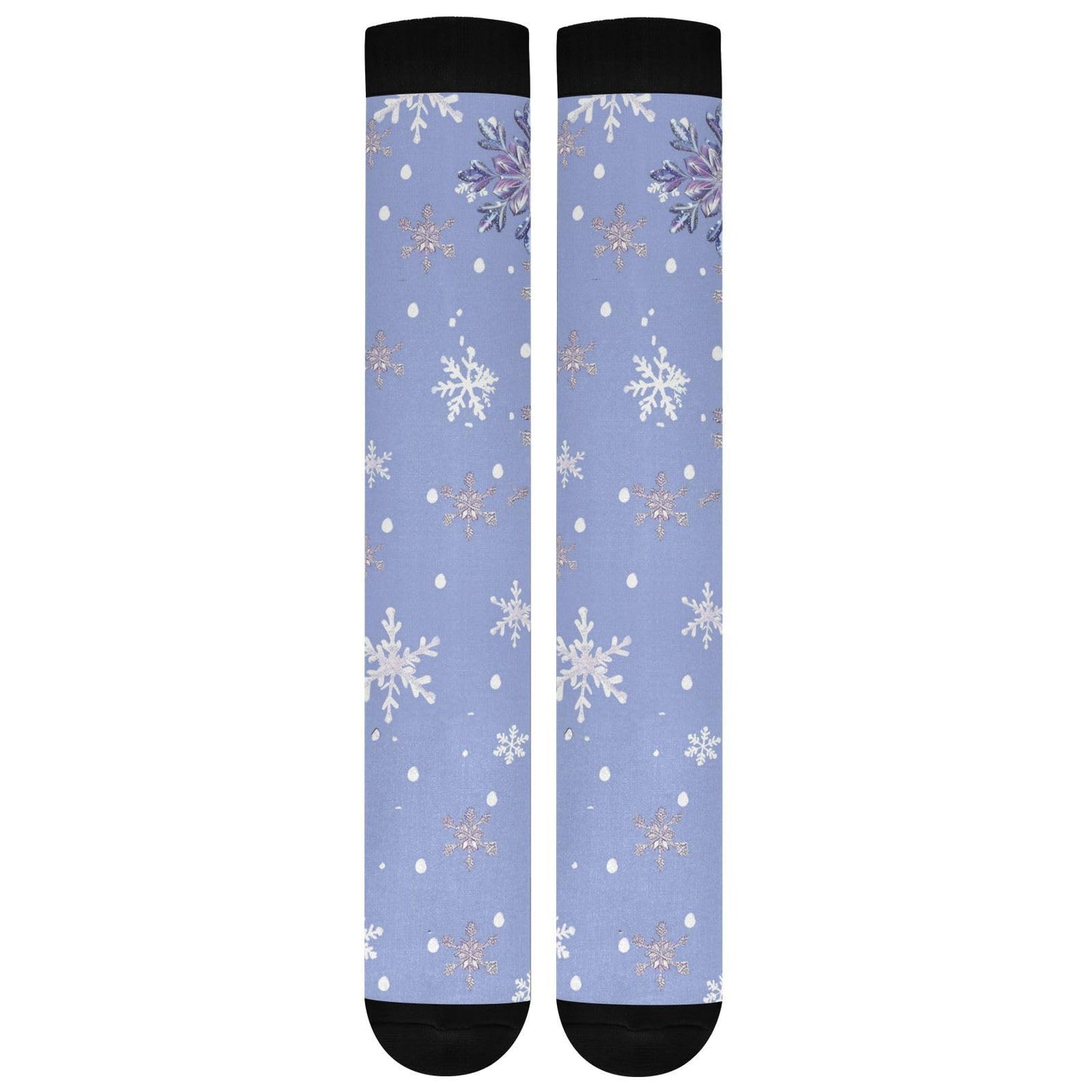Purple Snowflake Compression Socks for Women and Men Circulation Winter Long Socks for Athletic Running 1