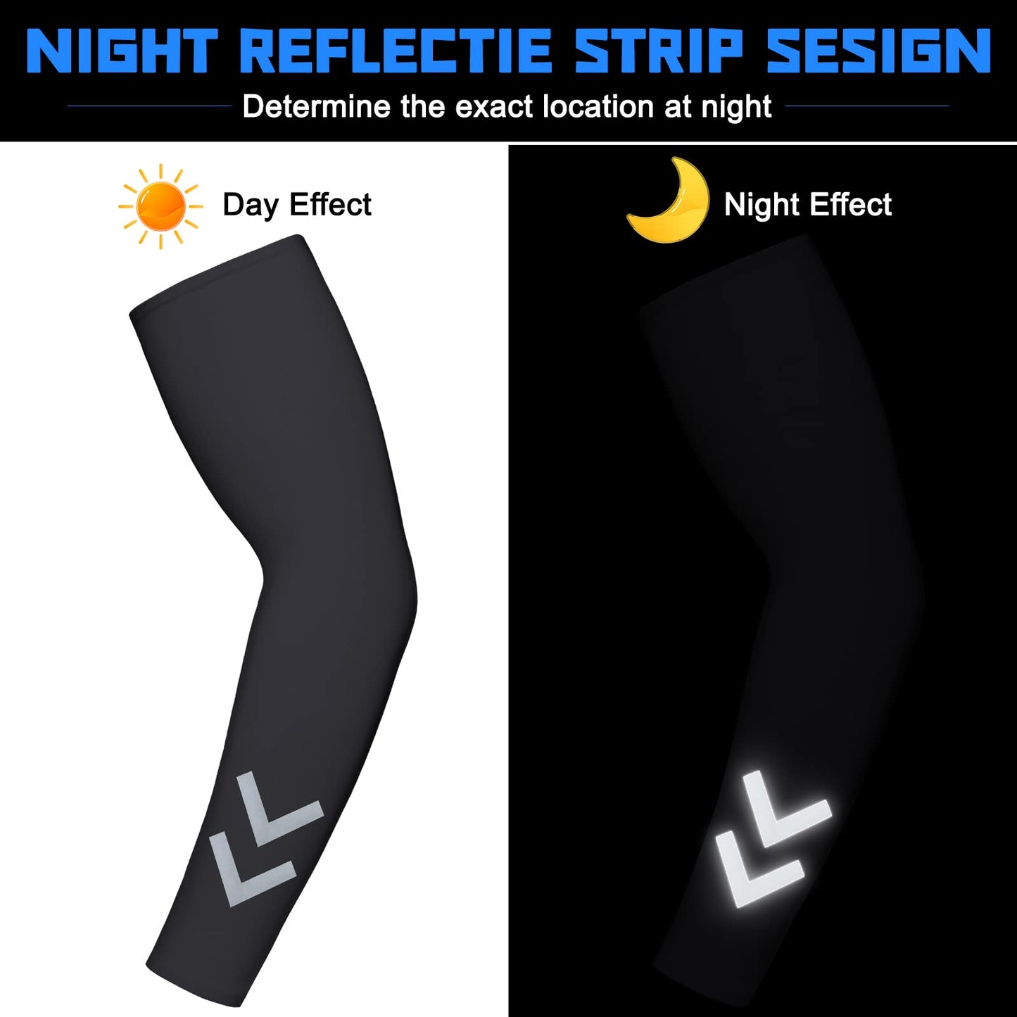 SATINIOR 2 Pairs Thermal Arm Warmer with High Visibility Reflective Stripe Winter Sleeves Men Women Cycling Running (Medium)