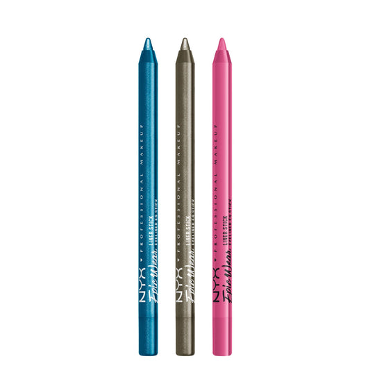NYX PROFESSIONAL MAKEUP Epic Wear Liner Stick, Long-Lasting Eyeliner Pencil - Pack of 3 (Turquoise Storm, All Time Olive, Pink Spirit)