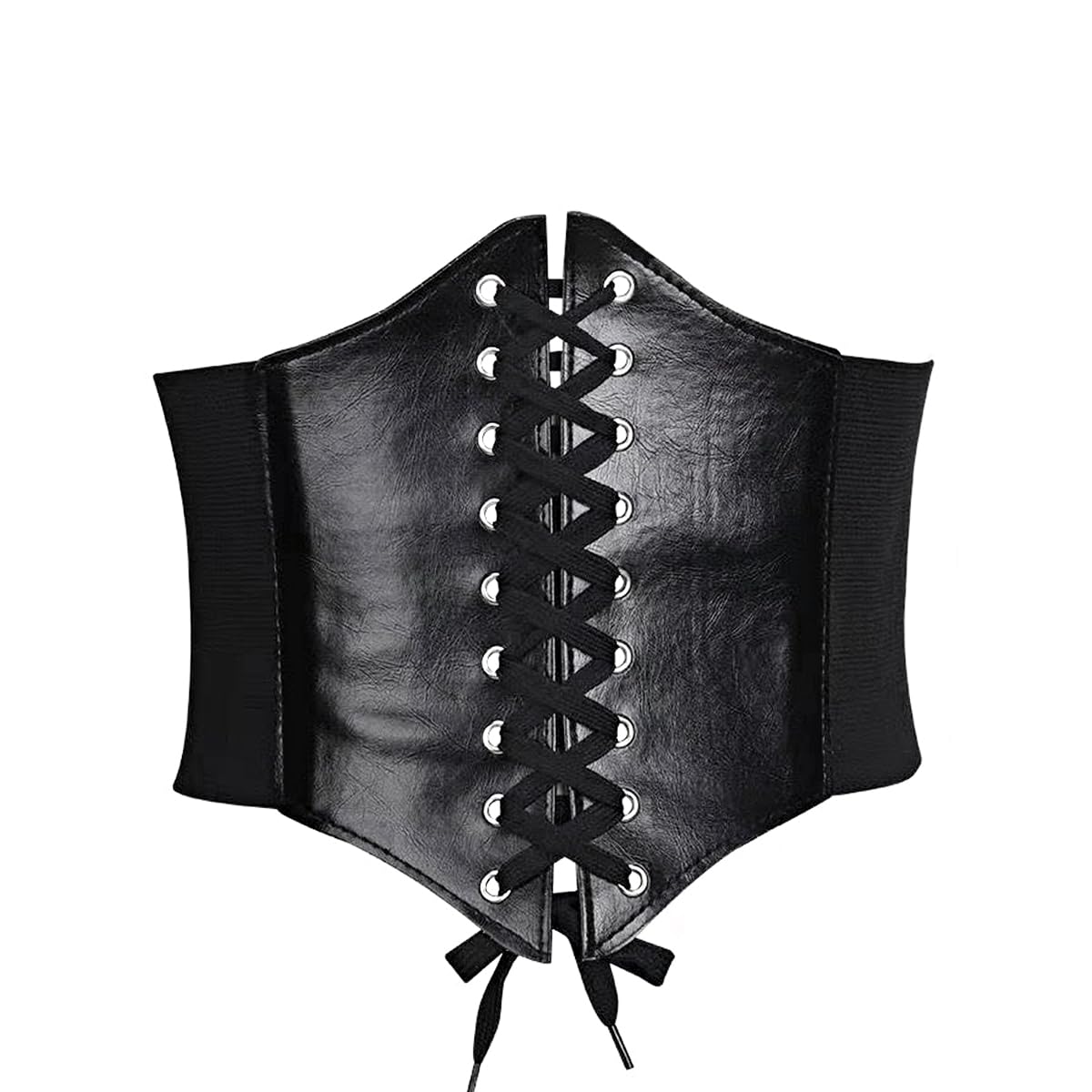 Joukavor Women's Medieval Viking Wide Leather Belt Black Corset Waist Belt Ren Faire Accessory