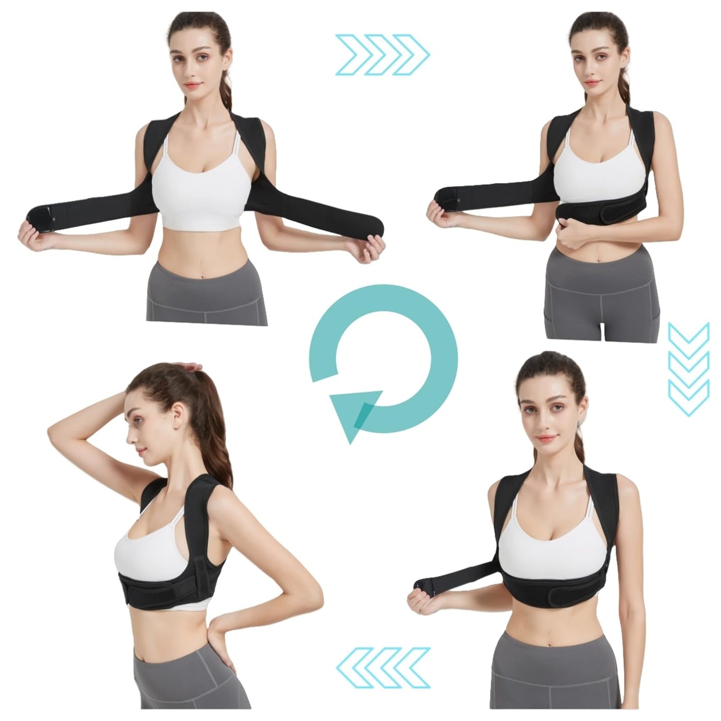 SIFFOI Posture Corrector for Women, 3rd Gen. Adjustable Back Support with Shoulder Brace, Back Straightener and Pain Relief for Men, Black (Small/Medium)