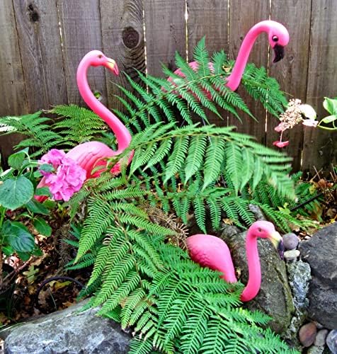 GiftExpress Pink Flamingos Yard Decorations - 4 Pack Extra Large 24" Tall Plastic Flamingo Statue w/Metal Stakes - Lawn Ornaments & Garden Decor for Outdoor Parties