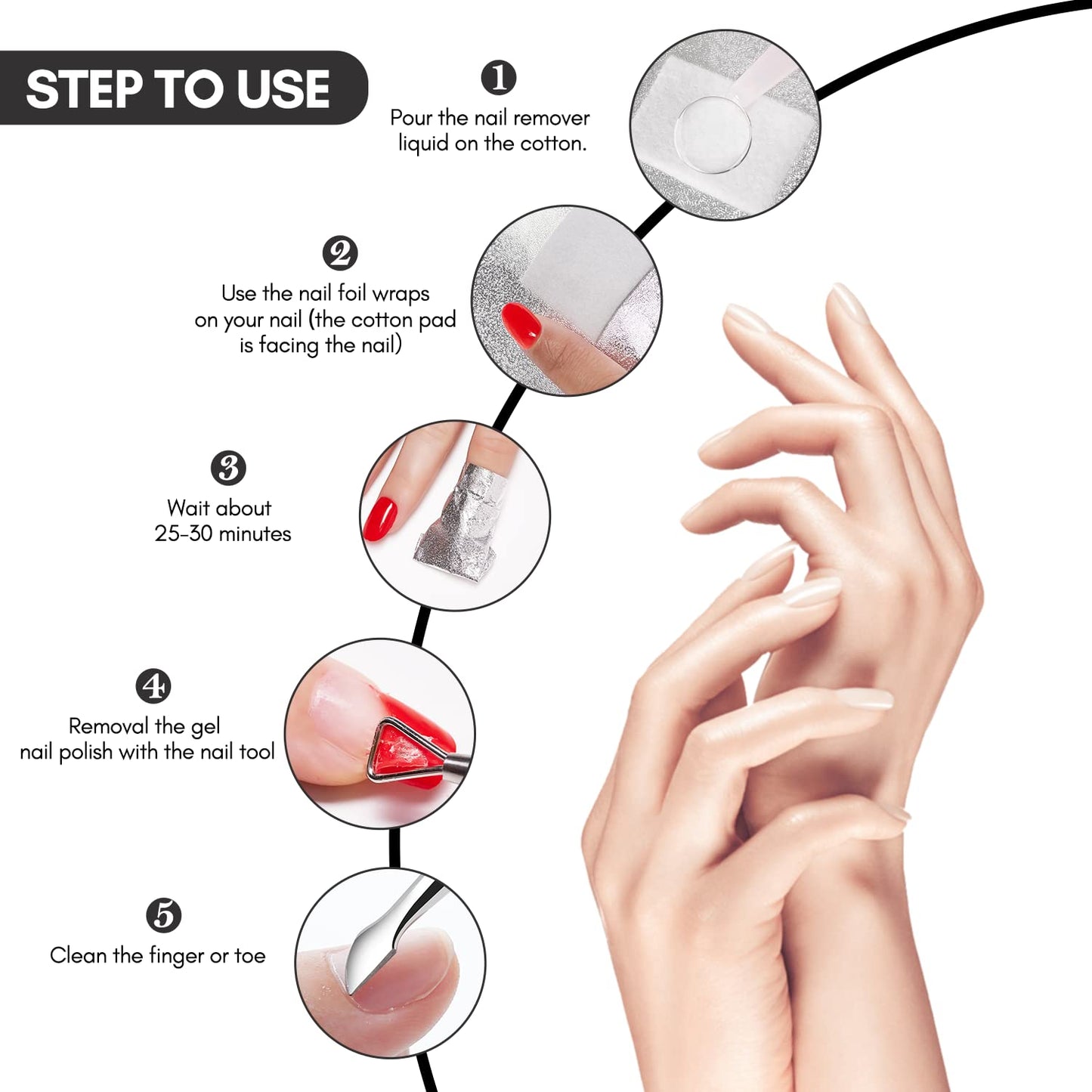 Makartt Nail Polish Remover, 100pcs Nail Foil Wraps for Soak Off Gel Polish Remover, with 1.18inch Pre-attached Lint Free Cotton Pads For Nails, Non Acetone Nail Polish Remover