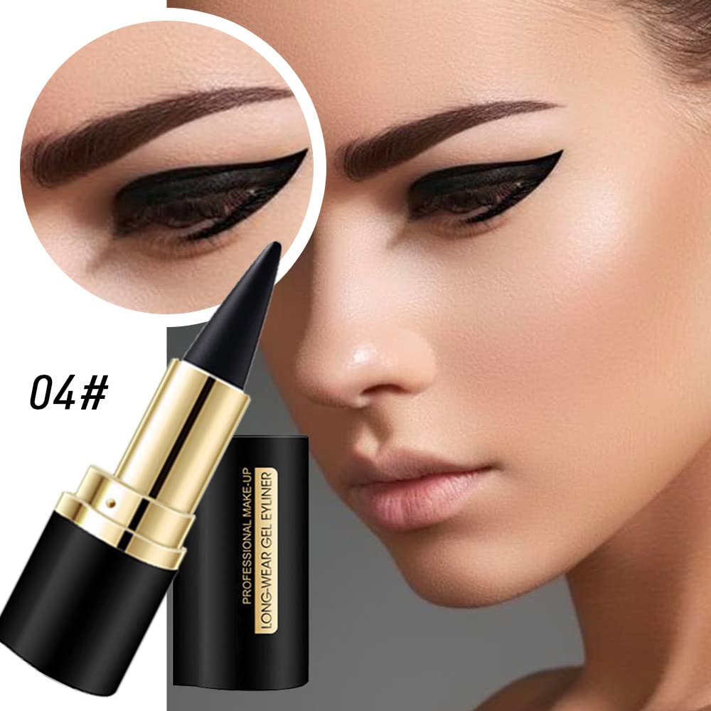 Kaely 2Pcs Gel Eyeliner Pencil Set,Natural Black Eyeliner Cream Waterproof Smudge Proof,Eye Liner Black Smokey Eyeshadow Palette Stick Crayon,Goth Halloween Makeup,delineador de ojos contra el agua