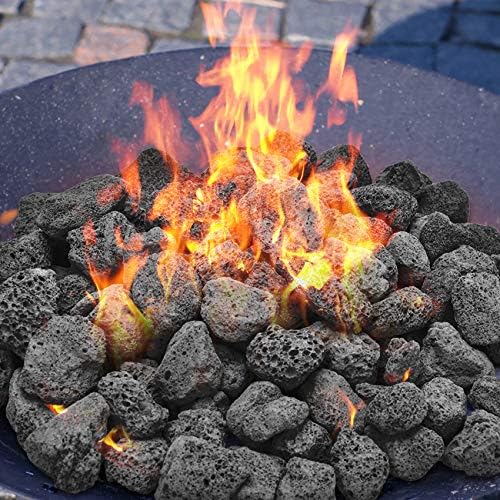 Skyflame 10LB Lava Rocks for Fire Pits, Fire Tables, Fireplaces, Garden Landscaping Decoration, Indoor and Outdoor Use, 1"-2" Natural Sizes, Black
