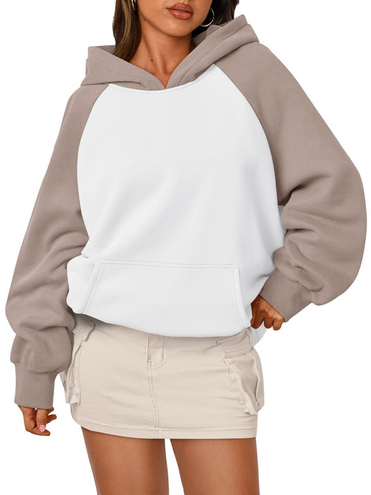Trendy Queen Oversized Hoodies for Women Pullover Fleece Fall Sweatshirts Fashion Y2K Outfits Clothes 2024 White CoffeeGrey XL