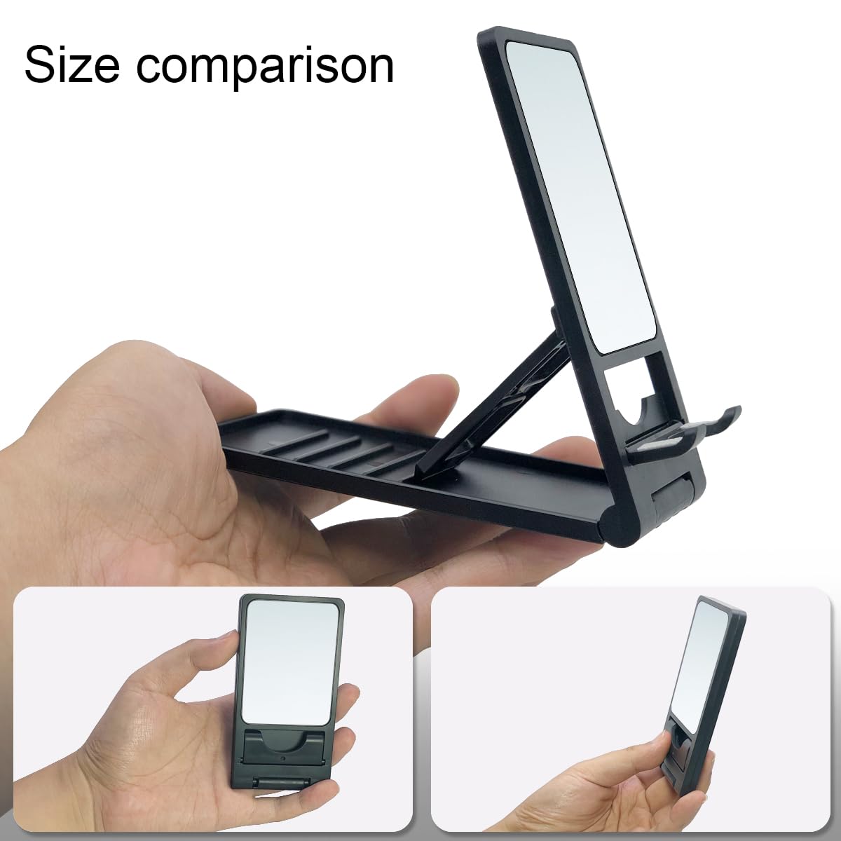 NZRAQK Folding Cell Phone Stand, Foldable Phone Holder for Desk Compatible with Smartphones 15 14 13 12 11 Pro Xs Xs Max Xr X 8, Nintendo Switch, Black