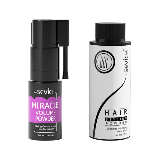 SEVICH Miracle Volume Powder - Texturizing Hair Styling Powder for Men & Women, 360° Adjustable Nozzle, Oil Control & Fluffy Hair, Travel-Size Matte Finish Hair Powder, 4g Spray + 20g Refills