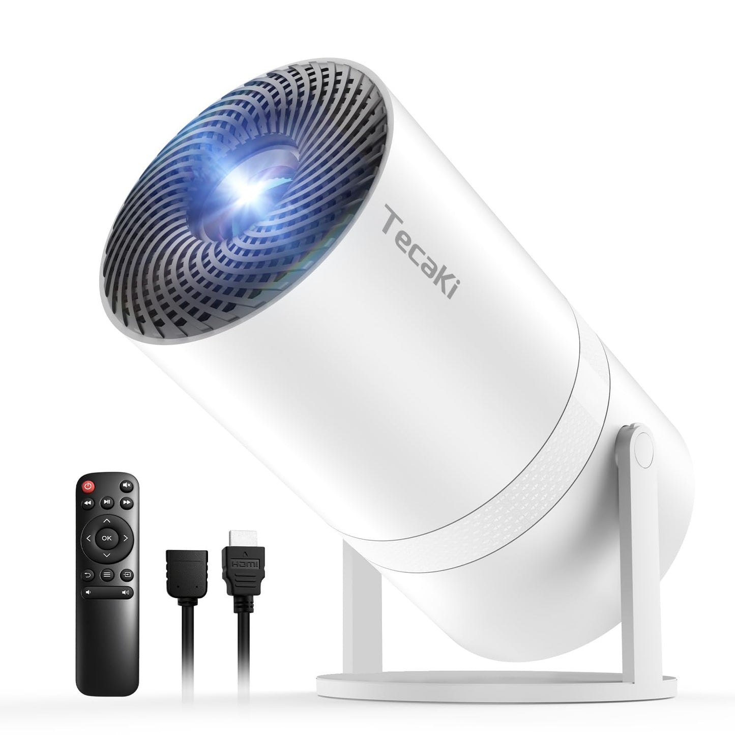 Mini Portable Projector with WiFi and Bluetooth, Movie projector 1080P HD Supported, Auto Keystone Correction, 180° Rotatable, Compatible with TV Stick, HDMI, USB, Smartphone, Laptop (White1)