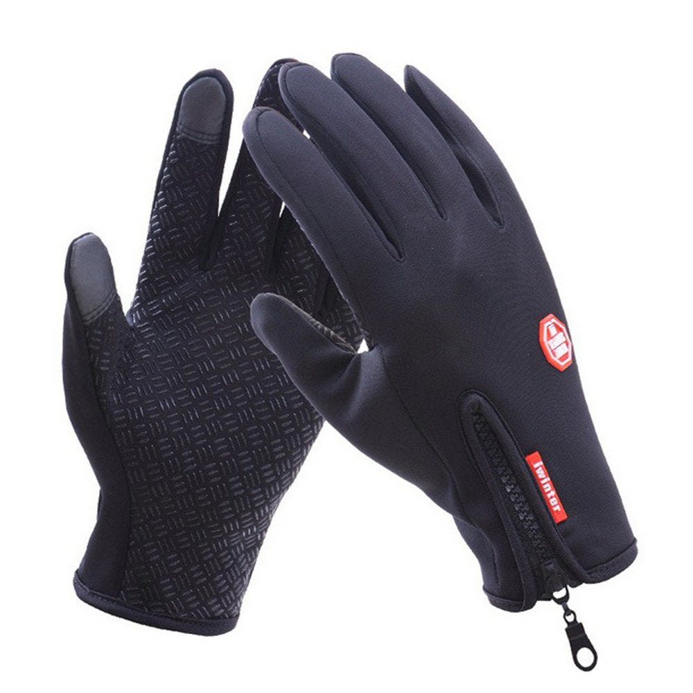 Bicycle Motorcycle Waterproof Gloves Outdoor Sport Warm Windproof Thermal Touch Gloves Riding Running Bike Cycling Gloves Hot Hands Warmer (Black(M))