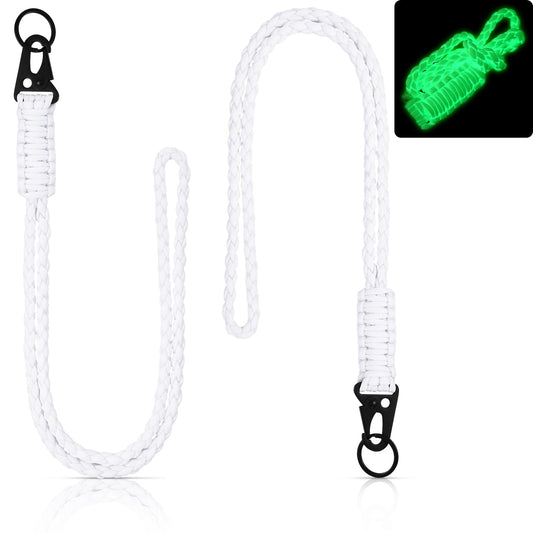 Frienda 2 Set Heavy Duty Paracord Lanyard Necklace Whistles Strap Braided 550 Keychain Lanyard for Outdoor Activities (White)