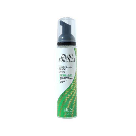 EBIN NEW YORK Braid Formula Tension Relief Foaming Lotion Tea Tree & Aloe 3.38 fl. oz. 100ml Nourishing and Hydration, Style your Braids with Ease, Frizz Control