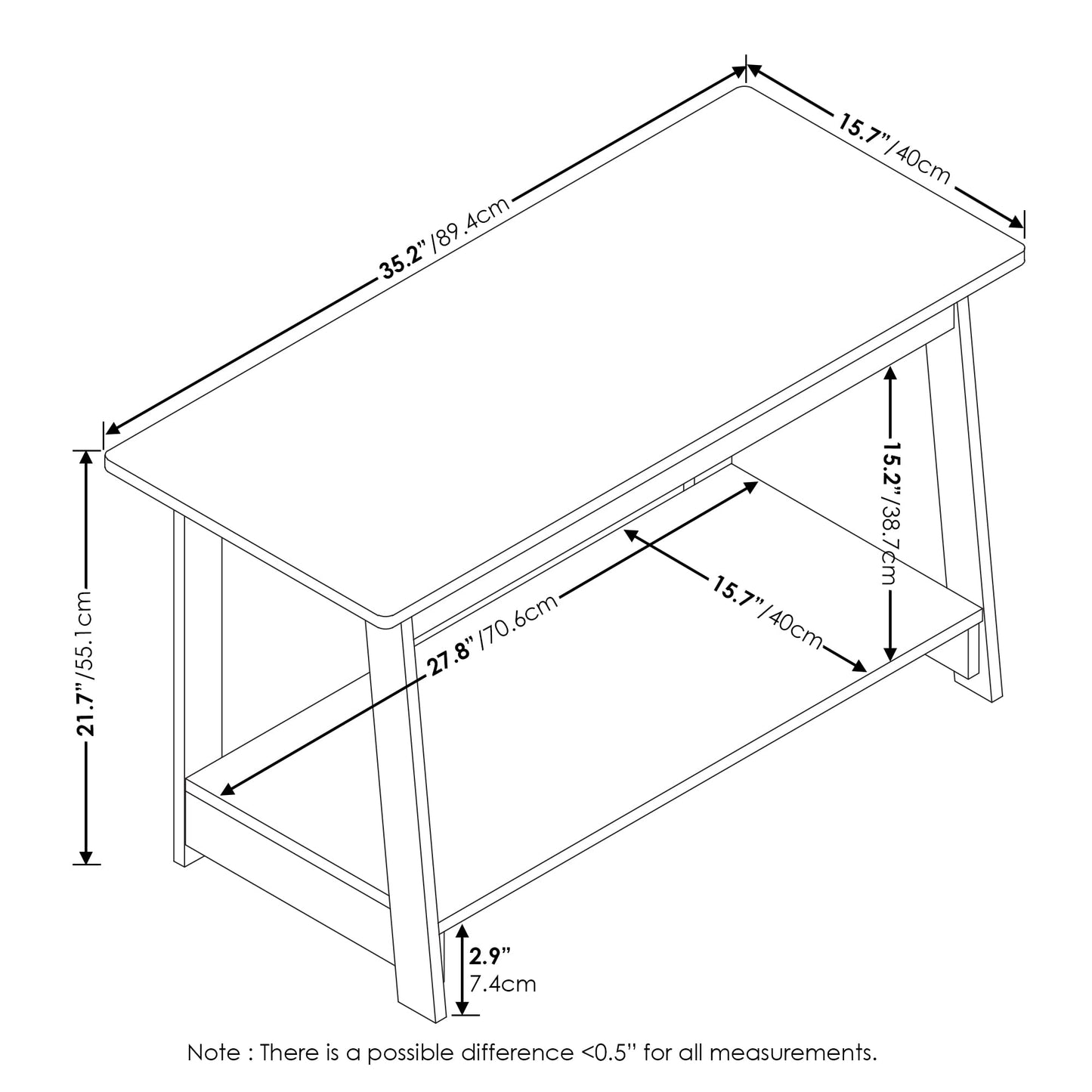 Furinno Beginning TV Stand, French Oak Grey, 15.59 x 35.04 x 21.65 inches