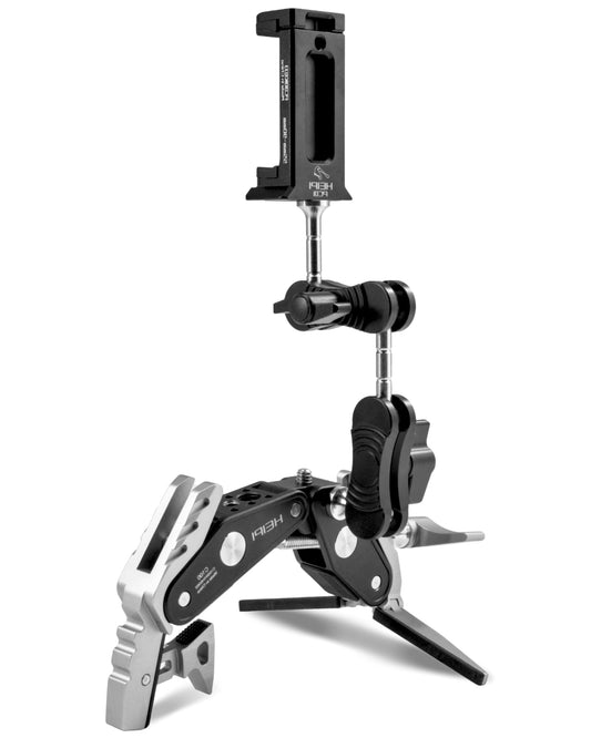 HEIPI Super Clamp Phone Camera Mount Holder [2-in-1 Clamp & Stand] with Four 360°Rotation Long Magic Arm Phone Clip Mount Adapter Holder for Phone/Gopro/Canon/Nikon/Camera/Insta360/Pocket/Action