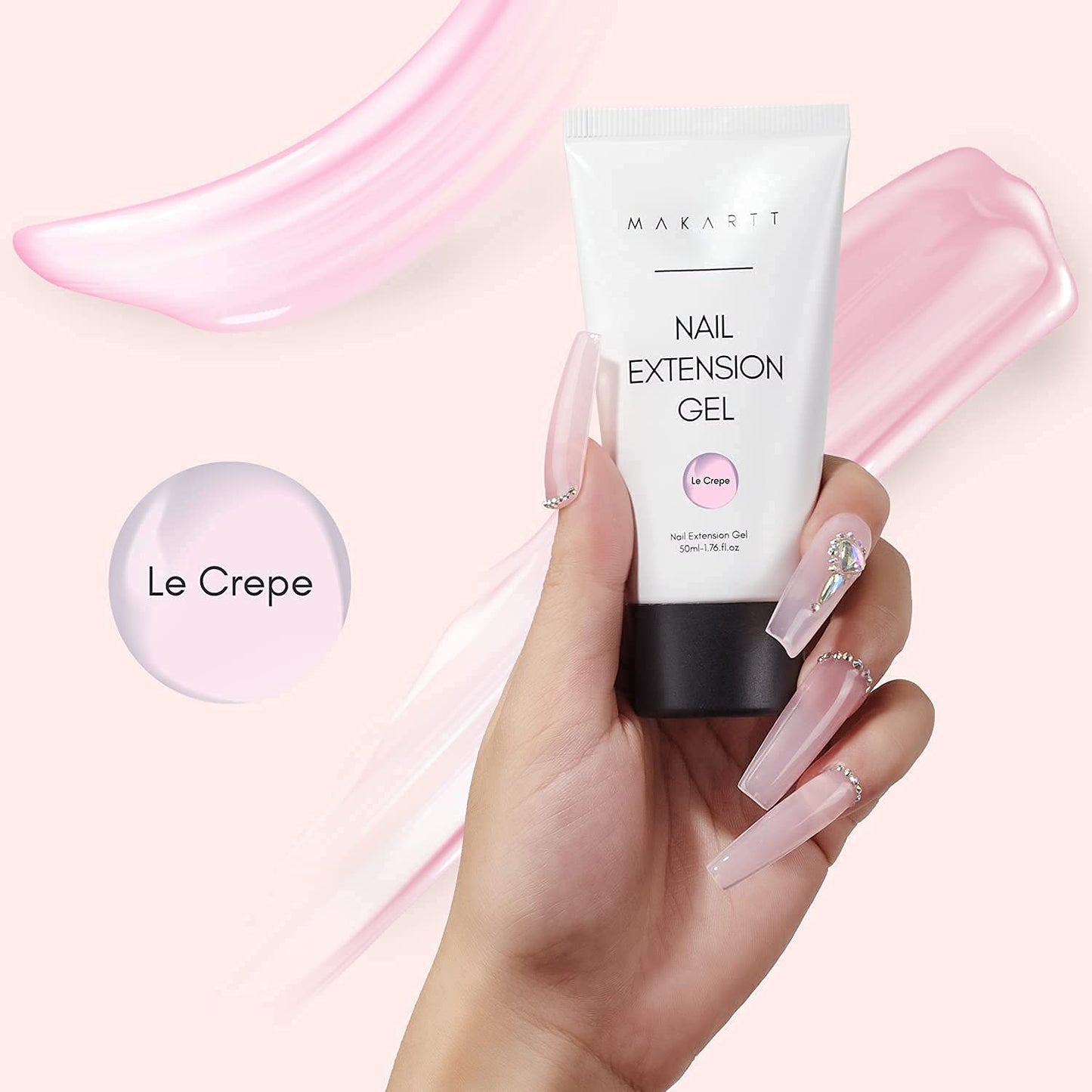 Makartt Poly Nail Gel: Light Pink,50ML Builder for Extension, Strengthener, Hard Gels for Nails, Colored, Beauty Gift Trendy Manicure Design Salon Easy DIY at Home