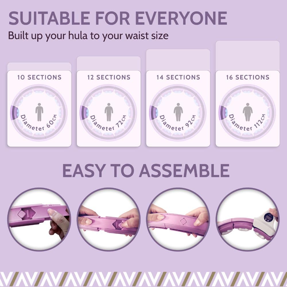 Swiss Activa+ Smart Hula Hoop XXL Extension Set - No Falling Hula Hoop - Hula Hoop 51 in - Fitness Hula Hoop with Weighted - Fitness Hoop Hula Hoop with Ball - Smart Hoola Hoop