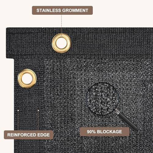 6X50FT Privacy Screen Fence, Heavy Duty Fencing Shade Cover, 170GSM 90% Blockage Mesh Shade Net for Wall Garden Yard Backyard (6 ft X 50 ft, Black)
