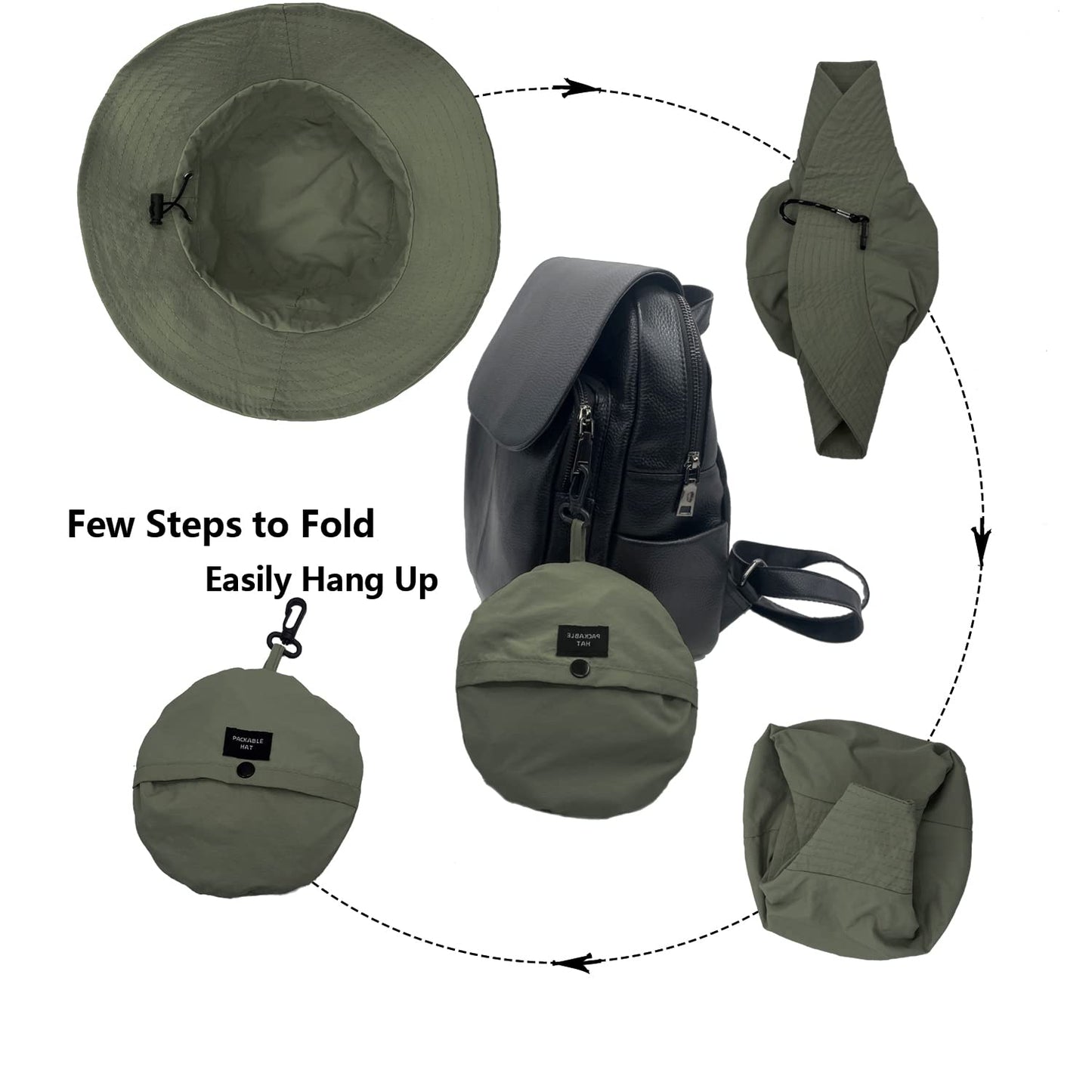 woogwin Waterproof Bucket Rain Hat with Chin Strap Quick Dry Packable Boonie Sun Hat Safari Hat UV Protection(Green)