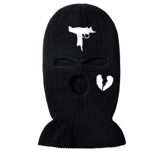FASHIXD 3 Hole UZI Balaclava Knitted Full Face Cover Ski Mask Winter Windproof Neck Warmer Thermal Cycling for Men Women (Black)