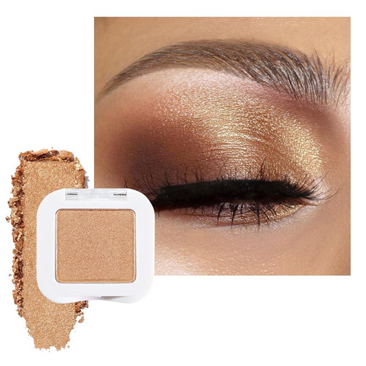 evpct Single Mini Pressed Eyeshadow Makeup Palette, Golden Sparkle Shimmer Glitter Monochrome Cream Eye shadows Palette Brightener Makeup for Older Women, Pigmented Waterproof Sombra Para Ojos 06