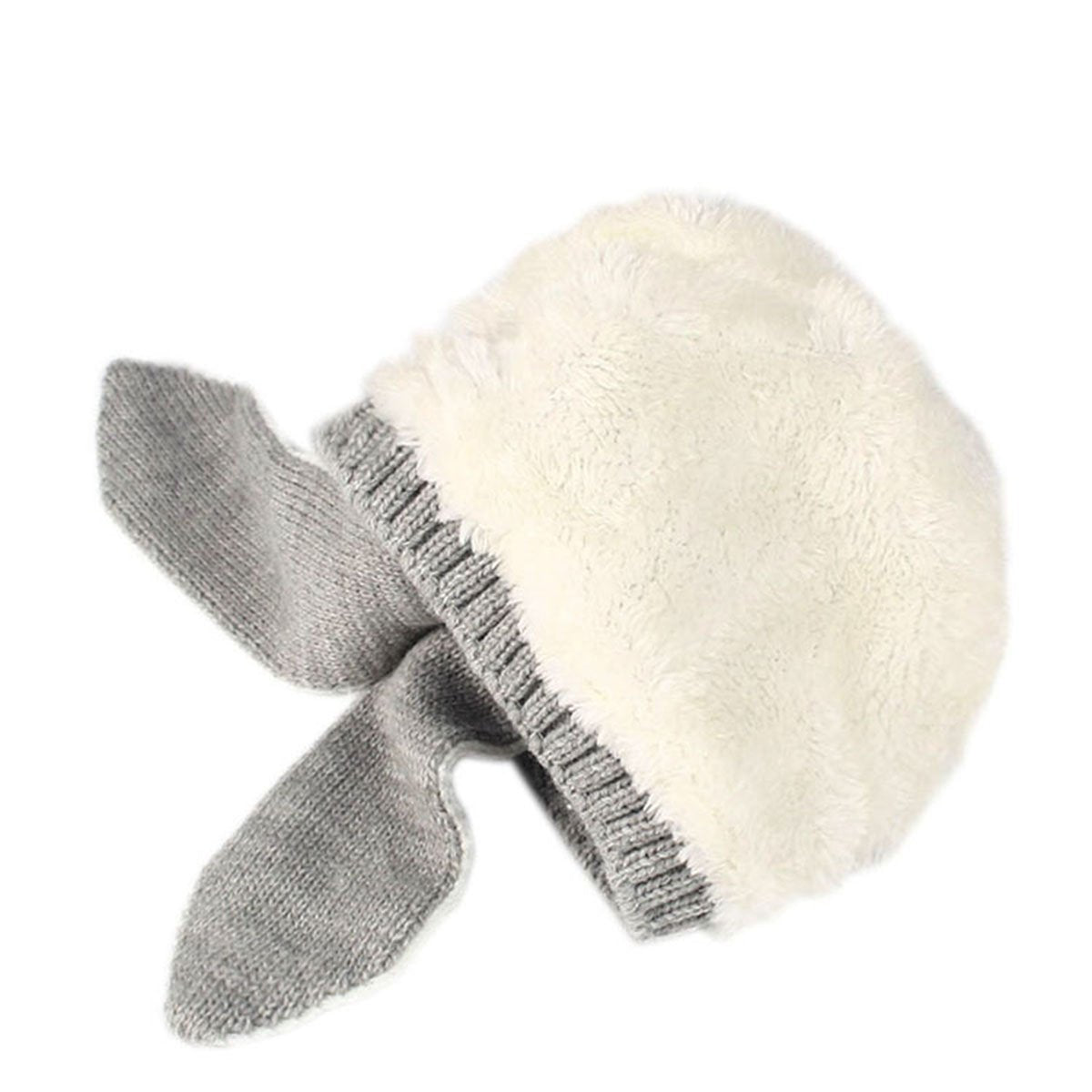 xsby Kids Winter Beanie Hat, Baby Infant Knit Hat Crochet Bunny Ear Warm Hat for Winter Grey(Plus Cashmere)