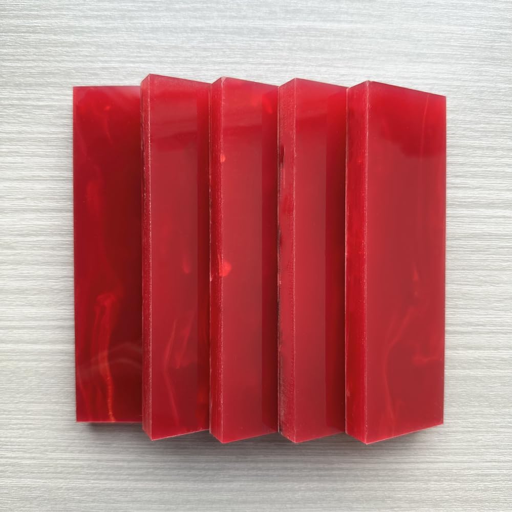 Uotowell Pre-Cut Epoxy Resin Scales Blanks for Decorative Inlays in Guitar Bodies, Necks, Engraved Knife Handle and Gun Grips - Burgundy