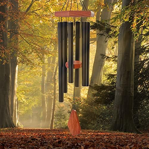 Wind Chimes for Outside, 30" Black Aluminium Wind Chime with Wind Catcher, Outdoor Garden Patio Decoration Windchimes, Classic Zen Gift for Men and Women