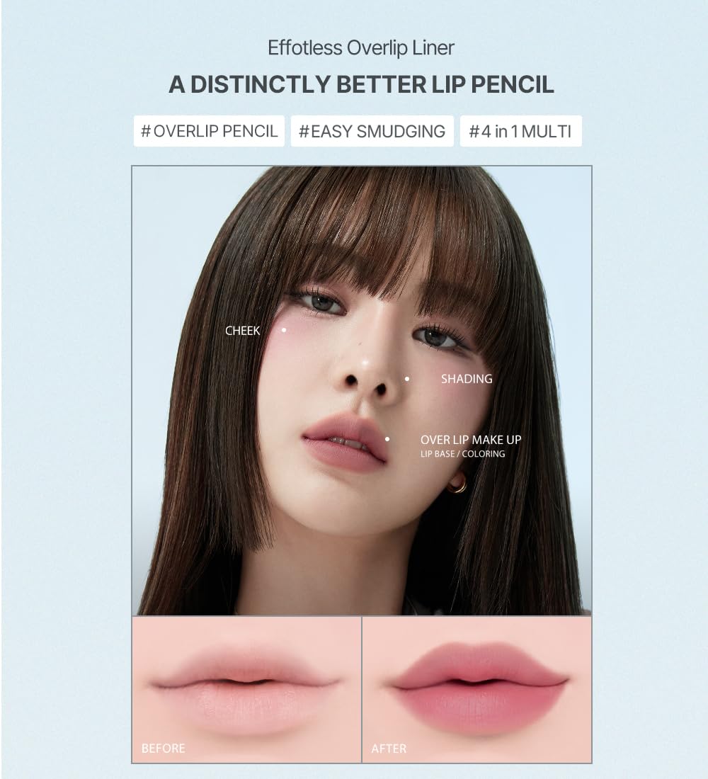 Heart Percent Dote On Mood Lip Pencil, Long-Lasting Creamy Lip Crayon Smooth Color Liner Retractable Lipstick Pencil 0.8g, #14. Calm Pink