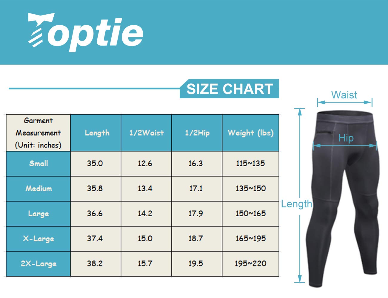 TopTie Men's Compression Pants Zipper Pocket Baselayer Sports Tights Leggings-Black-M