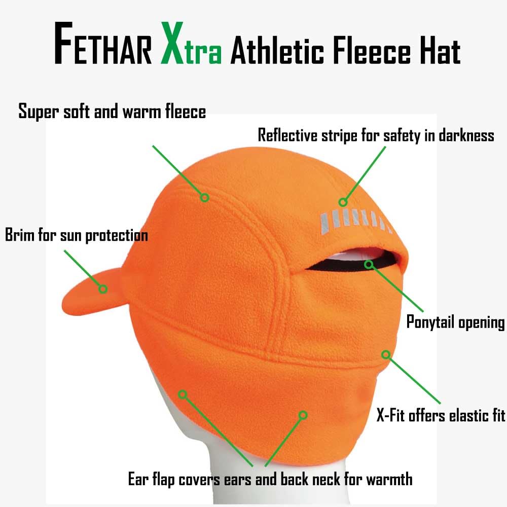 FETHAR Womens Athletic Winter Hat with Ponytail Hole - Fleece Running Hat for Womens (Blaze Orange, Large)