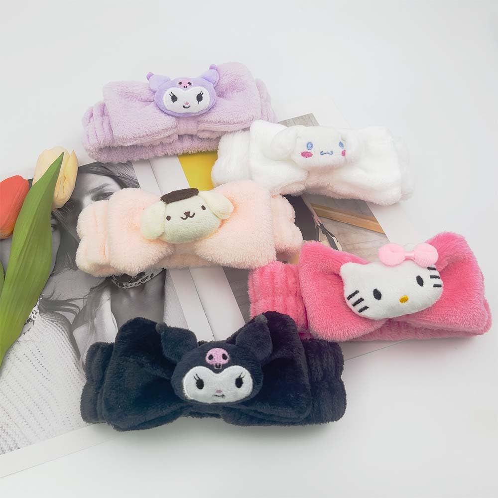 Bliqlriy Kawaii Spa Headband, Cute Headband for Women Facial Makeup, Washing, Party, Soft Microfiber Coral Skincare Shower Fluffy Towel Headbands Hair Band for Girls