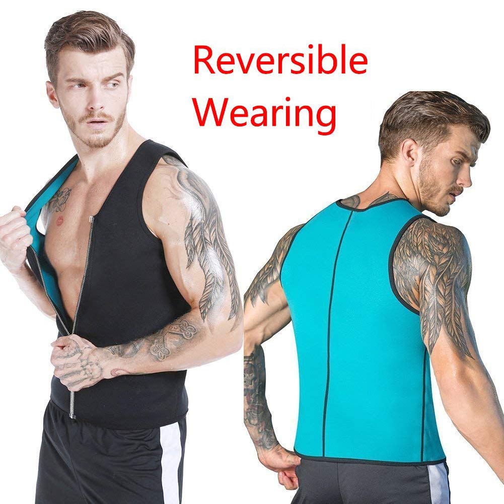 NonEcho Men Sauna Vest Hot Sweat Waist Trainer Corset Neoprene Tank Top Shapewear Slimming Shirt Workout Suit