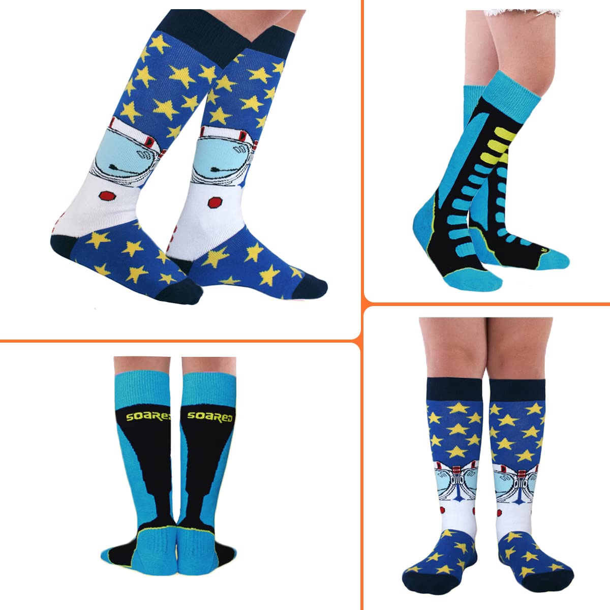 GOXUNYUAN Kids Ski Socks, Winter Warm Thick Thermal Long Socks Skiing Snowboarding Skating for Boys and Girls 2 Pairs Pack