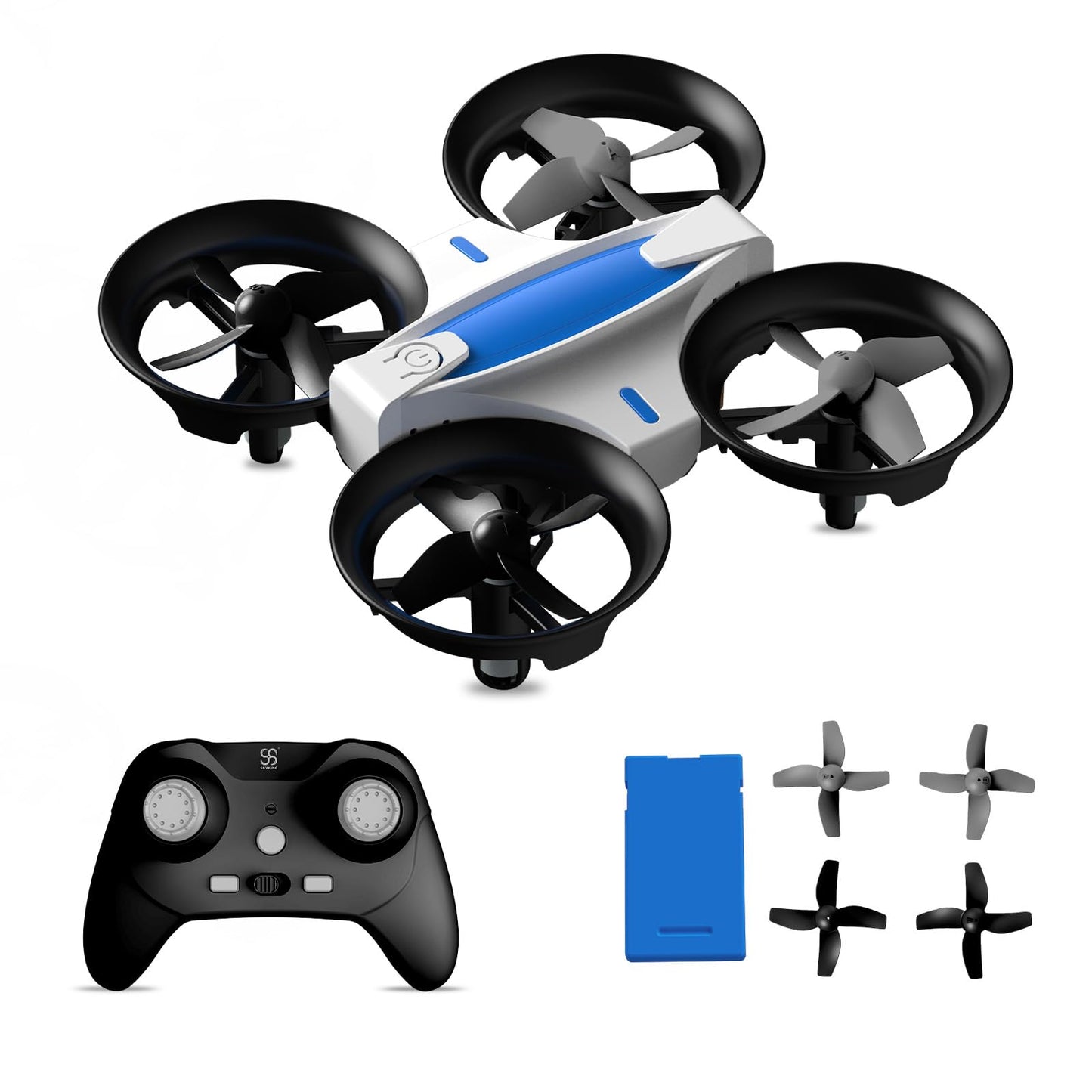 SKYKING Mini Drone for Kids and Beginners Quadcopter, Portable Indoor Kids Drone with Auto Hover, RC Drone with Altitude Hold and Headless Mode, Small Helicopter with 3D Flip, Propeller Full Protect, and User-Friendly Controls, Great Birthday Christmas Gi