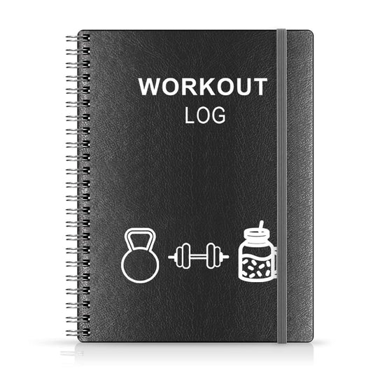 Workout Journal - A5 Fitness Journal/Workout Log Book to Track Weight Loss, GYM Journal, Bodybuilding Progress-Daily Health/Wellness Tracker, Exercise Journal for Women, Black PU Cover Fitness Planner