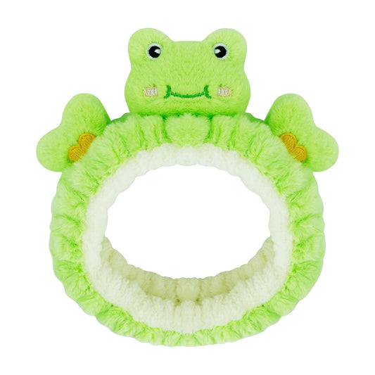 Kawaii Spa Headband for Washing Face, Cute Green Frog Headband for Make Up, Washing, Party, Soft Headband for Woman Girls