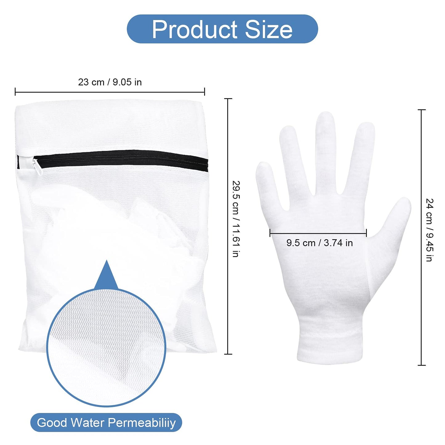 20 Pcs 100% Moisturizing Gloves for Dry Hands Overnight, Selizo 10 Pairs White Cotton Gloves for Women Eczema, Hand Moisturizer Sleeping Spa Gloves for Dry Hands Eczema
