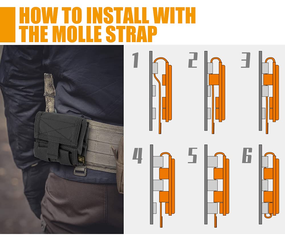 KRYDEX Molle Dump Pouch Roll-Up Drawstring Magazine Utility Pouch Folding Dump Bag (BK)