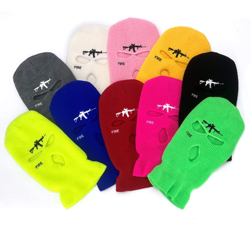 FASHIXD 3 Hole M4a1 Ski Mask Knitted Full Face Cover Balaclava Winter Windproof Beanie Cycling for Men Women