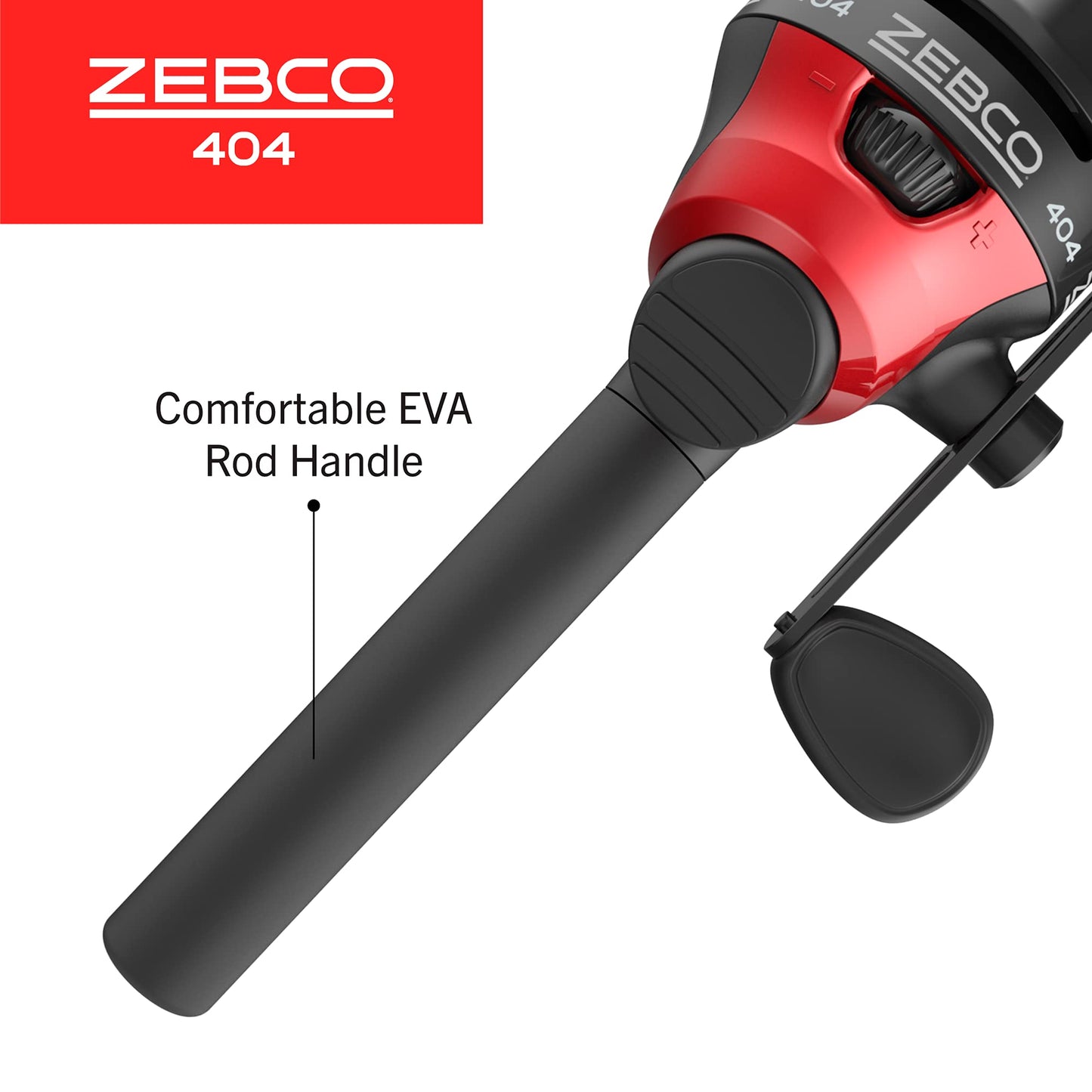Zebco 404 Spincast Reel and Fishing Rod Combo, 6-Foot 2-Piece Fishing Pole, Size 40 Reel, Right-Hand Retrieve, Pre-Spooled with 15-Pound Zebco Line, Black/Red