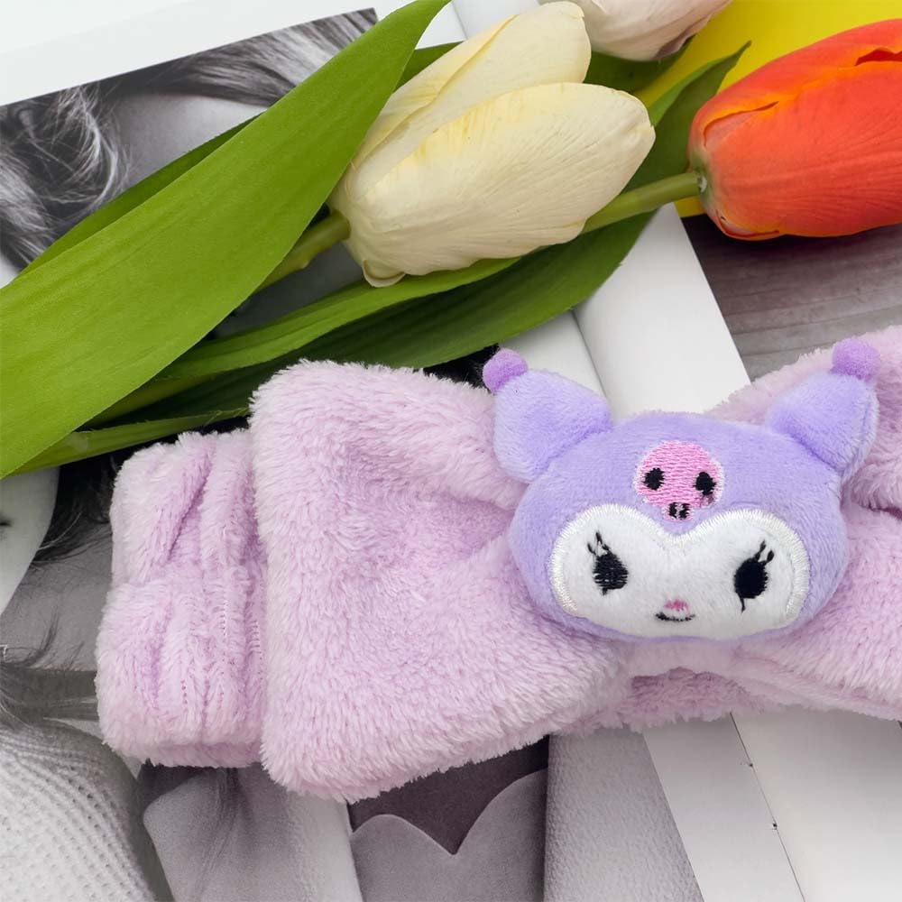 Bliqlriy Kawaii Spa Headband, Cute Headband for Women Facial Makeup, Washing, Party, Soft Microfiber Coral Skincare Shower Fluffy Towel Headbands Hair Band for Girls
