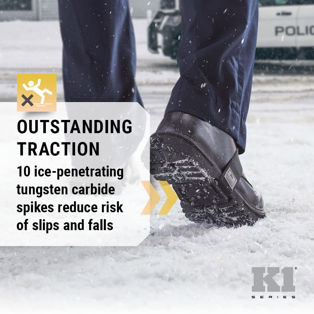 K1 Mid-Sole Ice Cleats - Rotatable Traction Aids For Shoes/Boots - Indoor/Outdoor, Climbing, Driving - High Profile - Black