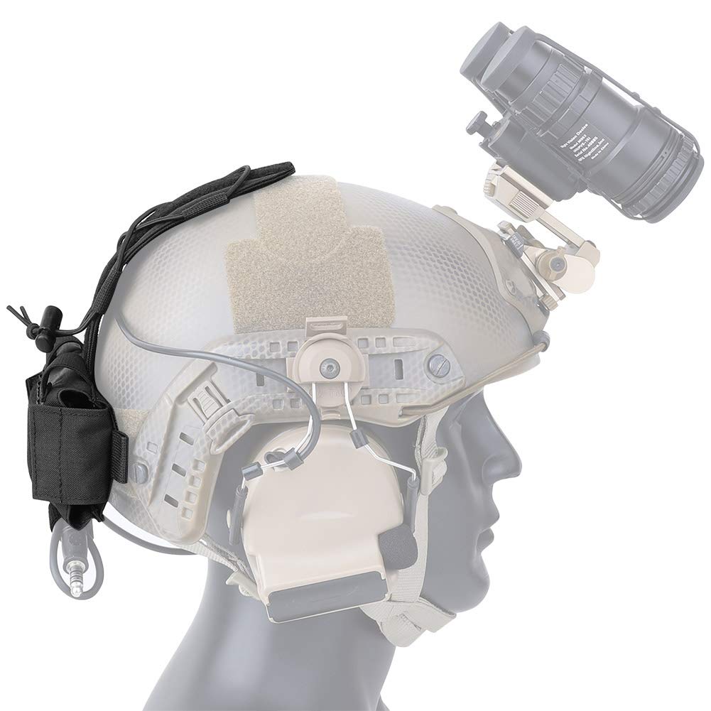 KRYDEX Tactical Helmet Battery Pouch Counterweight Pouch Helmet Battery Pack Balance Weight Bag with Hook&Loop for Tactical Helmet (Upgraded Pouch-BK)