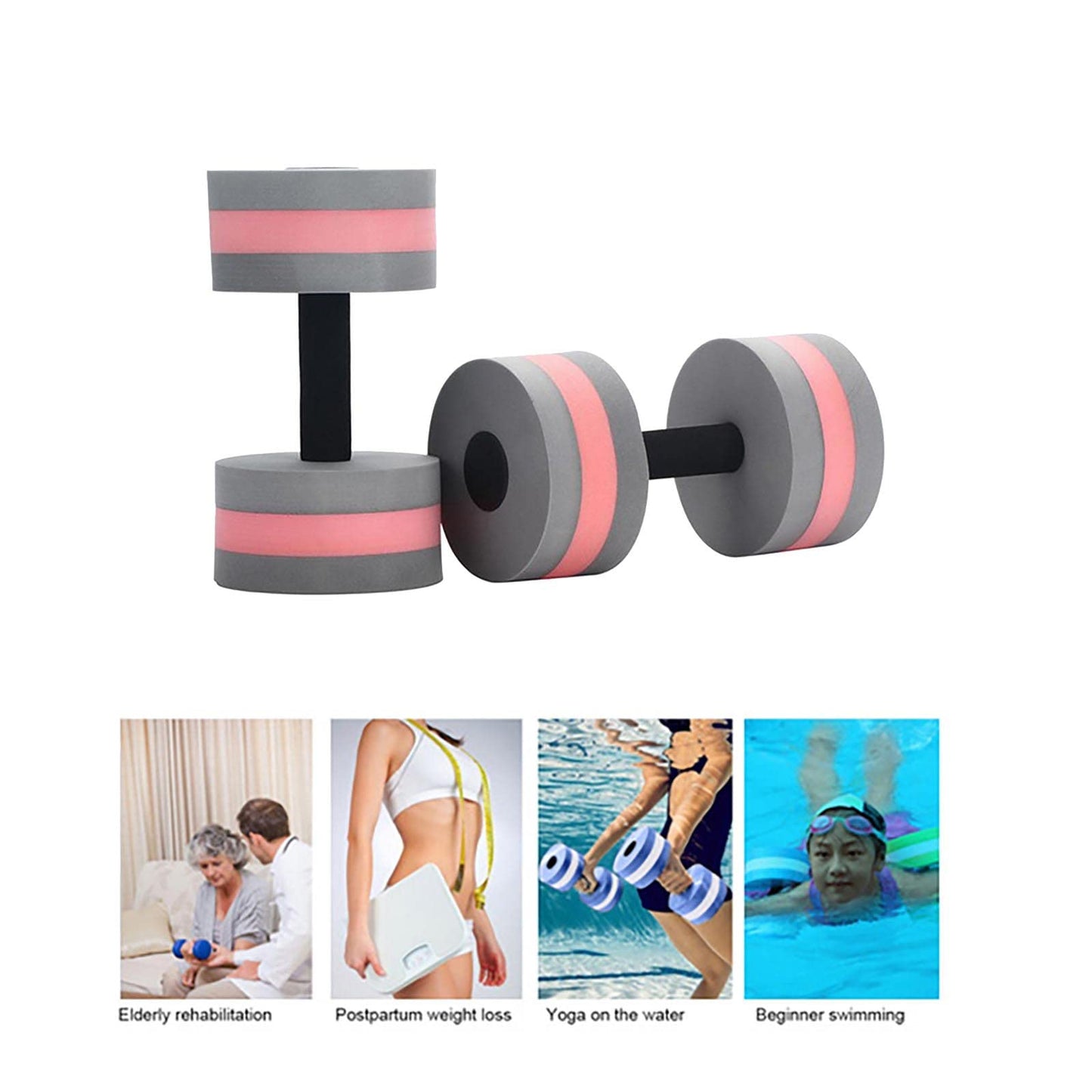 Lagukka Aquatic Dumbbell Set, 2PCS Water Dumbells Pool Resistance Water Fitness Equipment Foam Dumbbell Water Aerobics Fitness Equipment for Weight Loss Red