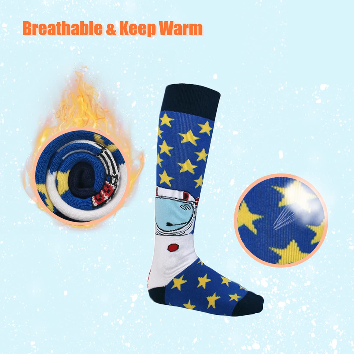 GOXUNYUAN Kids Ski Socks, Winter Warm Thick Thermal Long Socks Skiing Snowboarding Skating for Boys and Girls 2 Pairs Pack