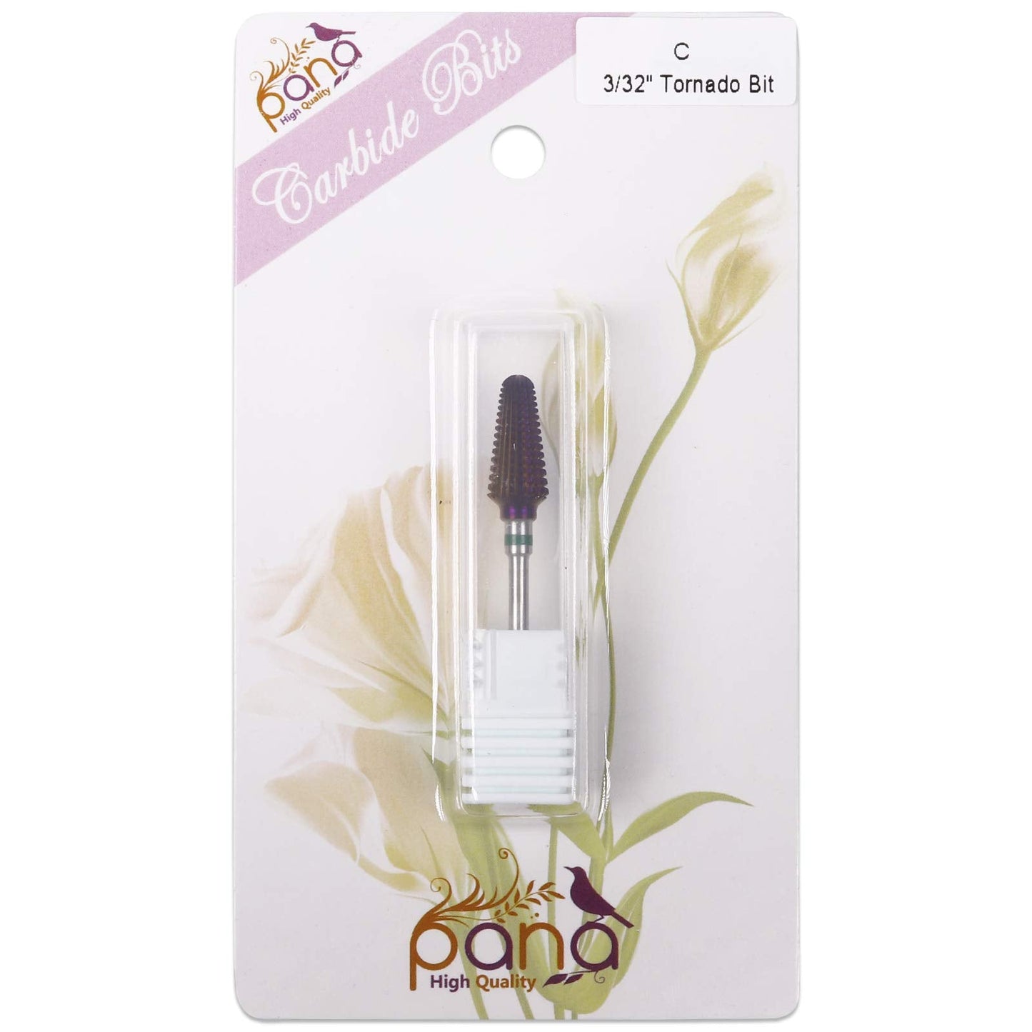 PANA USA 3/32” Purple Tornado Nail Carbide Drill Bit - Fast Remove for Acrylic or Hard Gels Remover Professional Manicure Pedicure Rotary Tool- Coarse