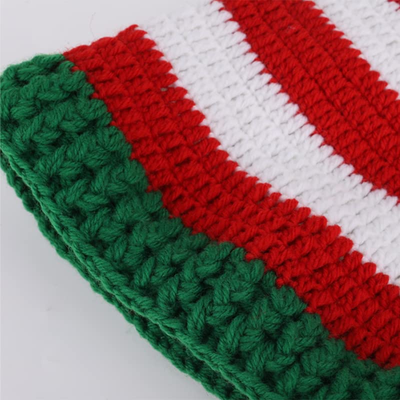 Christmas Winter Knitted Hats Crochet Beanie Santa Caps Warm Snow Ski New Year Holiday Party Hat Unisex Men Women Teens(Red)