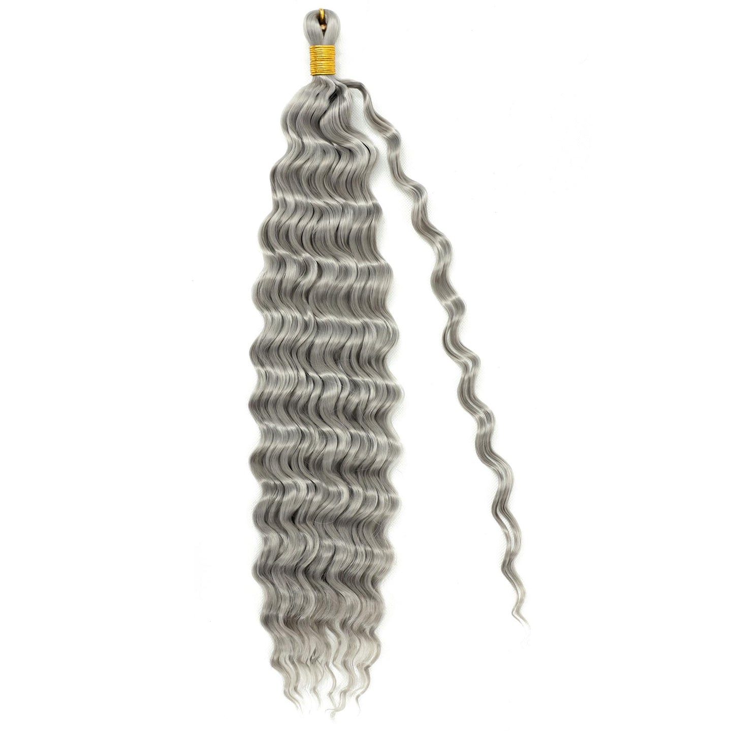 Eerya Long Curly Braiding Hair 18 Inch 2 Packs Grey Ocean Wave Crochet Hair for Black Women Deep Wave Braiding Hair for Boho Braids (18 inch, Grey)