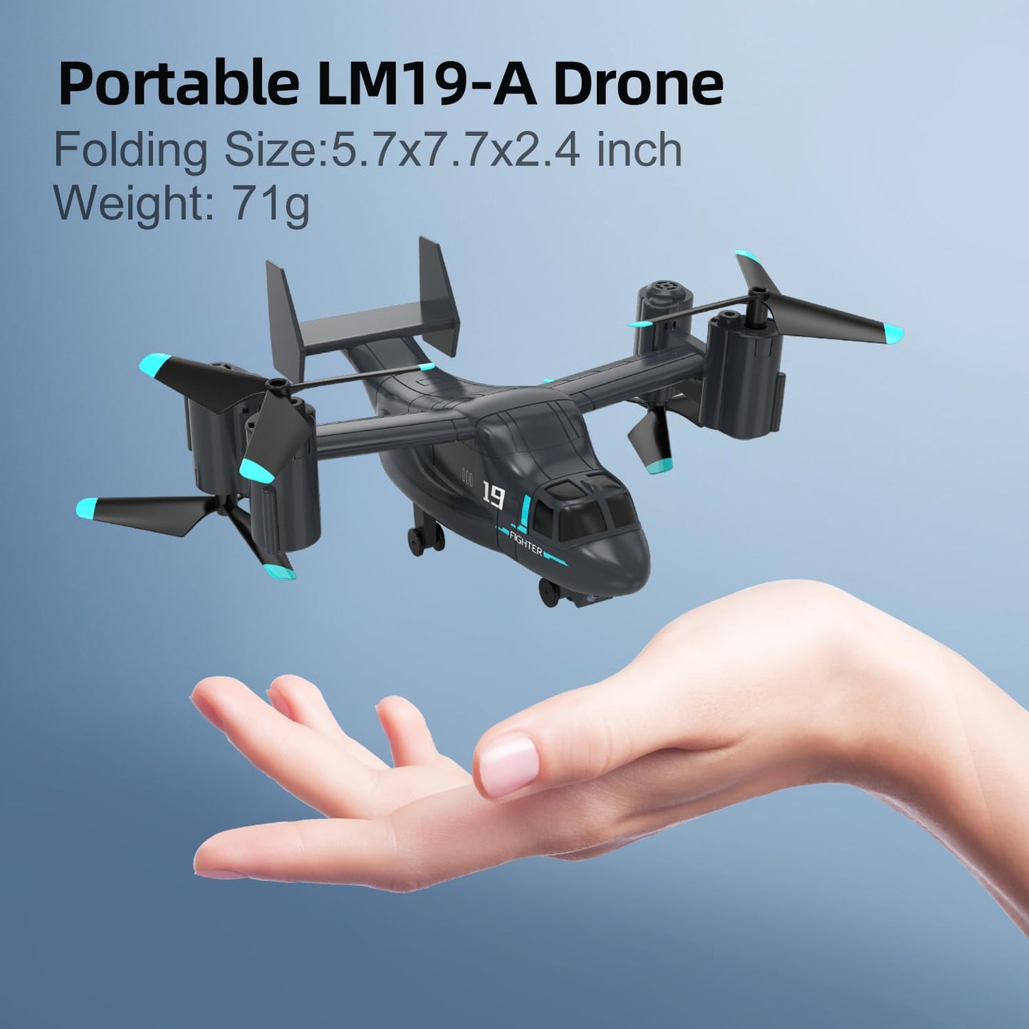 LM19-A Drone with Camera for Beginners, WiFi Live Video Remote Control Drones for Kids 8-12, Easy & Ready to Fly RC Plane, HD RC Quadcopter Gift Toy for Boys, FPV Drones for Adults, 2 Batteries